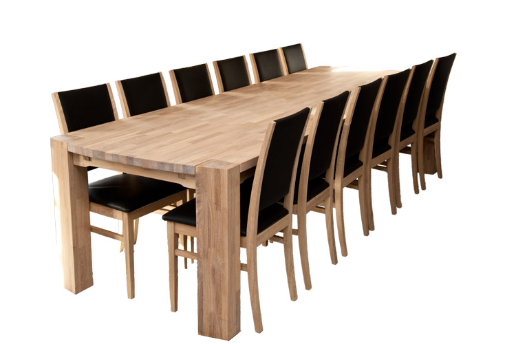 Egetræs langbord 100 x 300cm med 4cm massiv topplade i eg