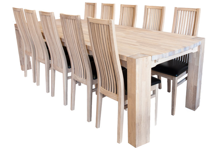 Langbord i egetræ hvidolieret eller sæbebehandlet 100 x 250cm