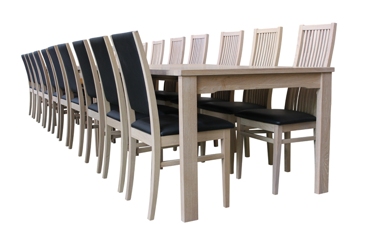 London spisebord i eg 100x220cm, kan blive op til 520cm med 6 plader